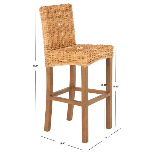 Safavieh Tobie Natural Rattan Bar Stool