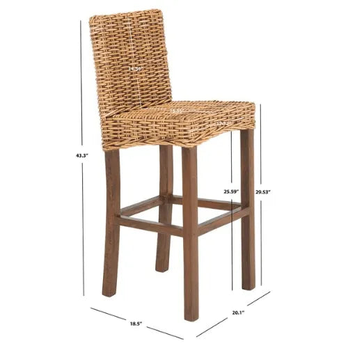 Safavieh Tobie Honey Brown Rattan Bar Stool