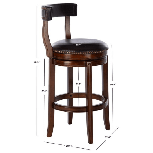 Safavieh Luigi Walnut Brown British Style Bar Stool