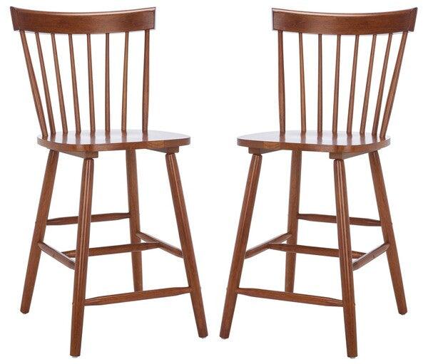 Safavieh Providence Walnut Spindle Back Counter Stool (Set of 2)