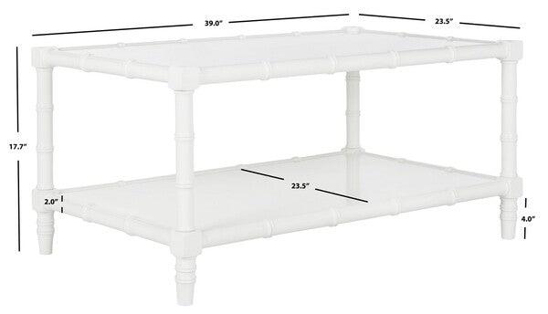 Safavieh Noam White Modern Coastal Bamboo Coffee Table