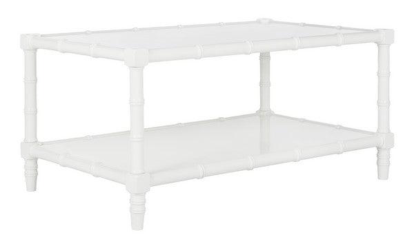 Safavieh Noam White Modern Coastal Bamboo Coffee Table