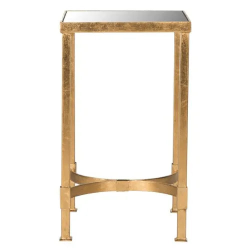 Safavieh Halyn Antique Gold Leaf Mirror Top End Table