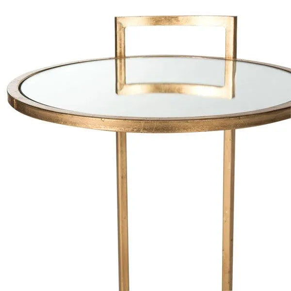 Safavieh Calvin Round Antique Gold Leaf End Table