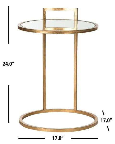 Safavieh Calvin Round Antique Gold Leaf End Table