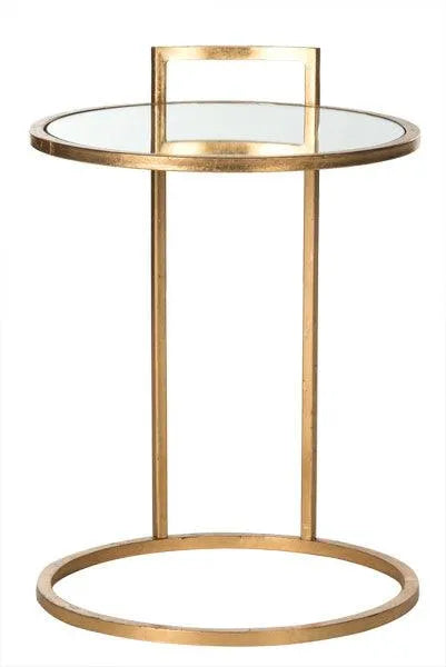 Safavieh Calvin Round Antique Gold Leaf End Table