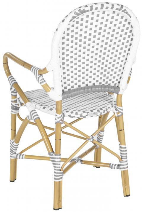 Safavieh Hooper Grey-White Outdoor Indoor Rattan Bistro Dining Chair (Set of 2)