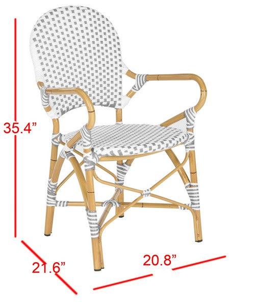 Safavieh Hooper Grey-White Outdoor Indoor Rattan Bistro Dining Chair (Set of 2)