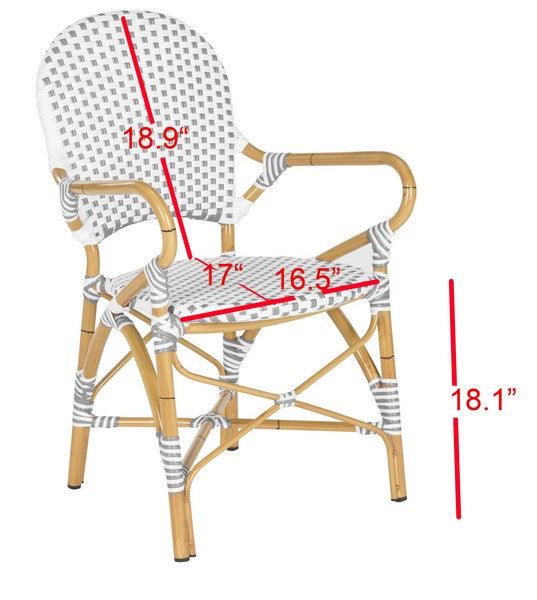 Safavieh Hooper Grey-White Outdoor Indoor Rattan Bistro Dining Chair (Set of 2)