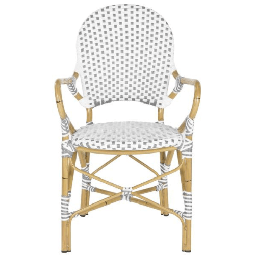 Safavieh Hooper Grey-White Outdoor Indoor Rattan Bistro Dining Chair (Set of 2)