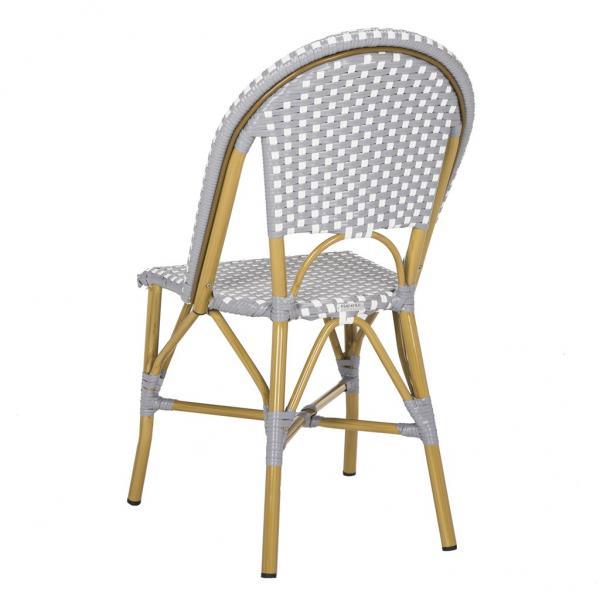 Safavieh Salcha Grey-White Indoor Outdoor Rattan Bistro Side Chair (Set of 2)