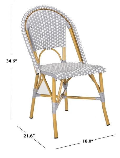 Safavieh Salcha Grey-White Indoor Outdoor Rattan Bistro Side Chair (Set of 2)