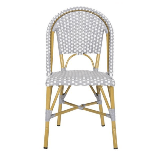 Safavieh Salcha Grey-White Indoor Outdoor Rattan Bistro Side Chair (Set of 2)