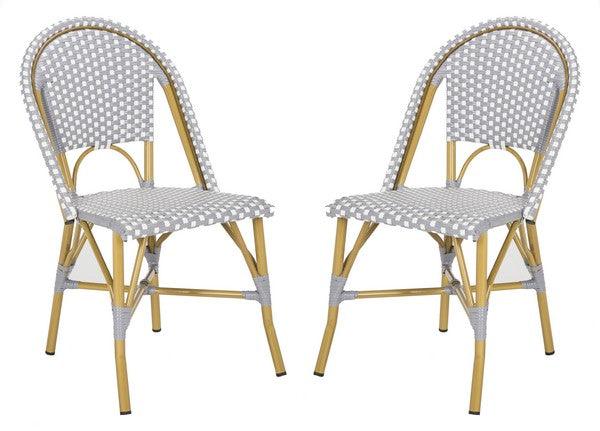 Safavieh Salcha Grey-White Indoor Outdoor Rattan Bistro Side Chair (Set of 2)