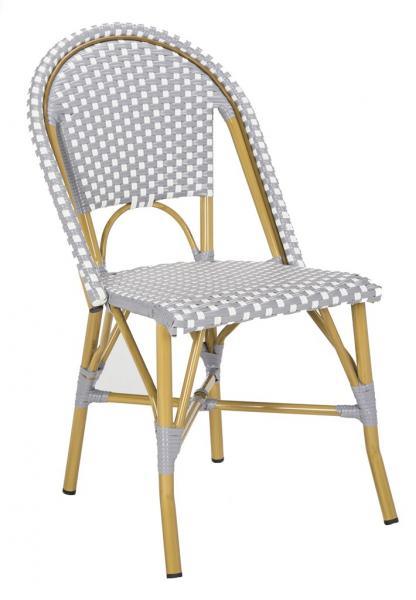 Safavieh Salcha Grey-White Indoor Outdoor Rattan Bistro Side Chair (Set of 2)