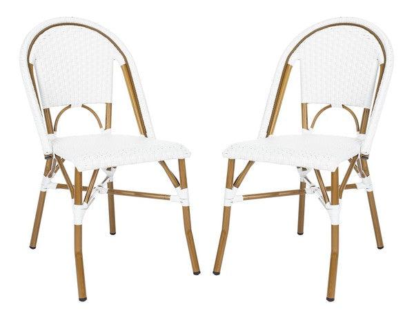 Safavieh Salcha White Indoor Outdoor Wicker Bistro Side Chairs (Set of 2)