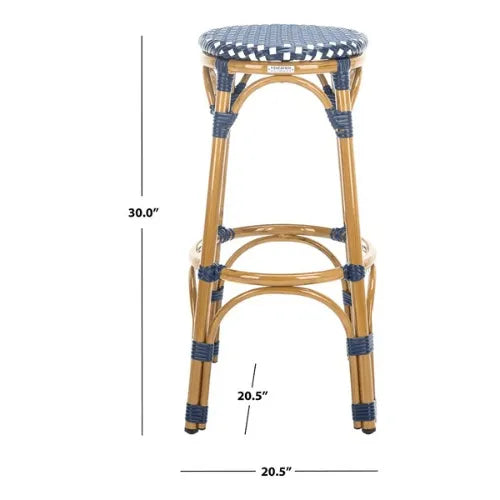 Safavieh Kipnuk Navy-White Rattan Indoor Outdoor Bar Stool