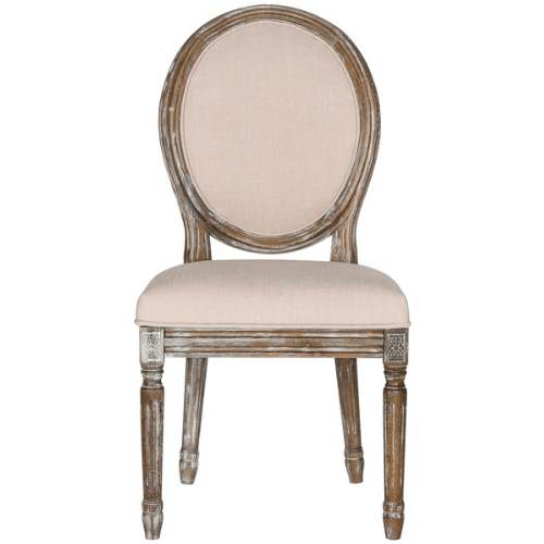 Safavieh Holloway Rustic Oak 19'' H French Brasserie Linen Oval Side Chair