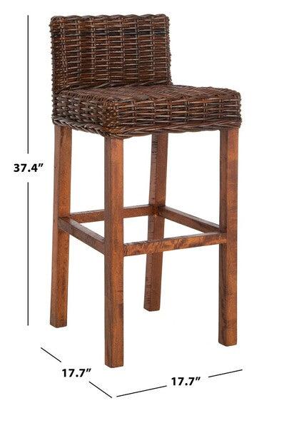 Safavieh Cypress Brown Woven Rattan Bar Stool