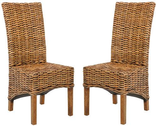 Safavieh Isla Walnut Brown Finished Wicker Side Chair (Set of 2)