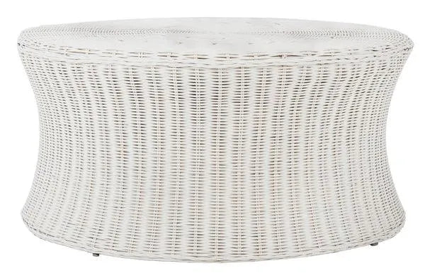 Safavieh Ruxton White Woven Rattan Ottoman Coffee Table