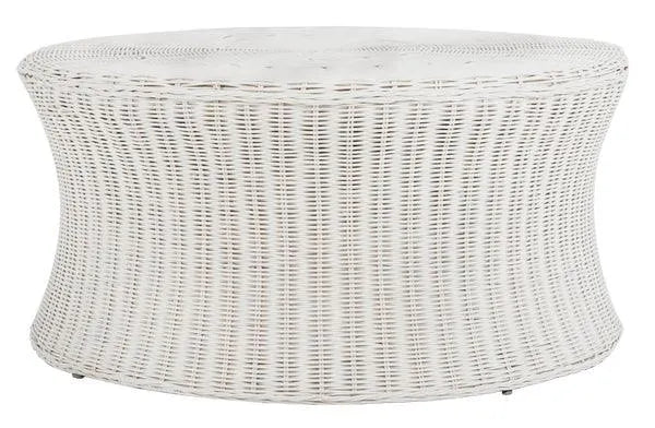 Safavieh Ruxton White Woven Rattan Ottoman Coffee Table