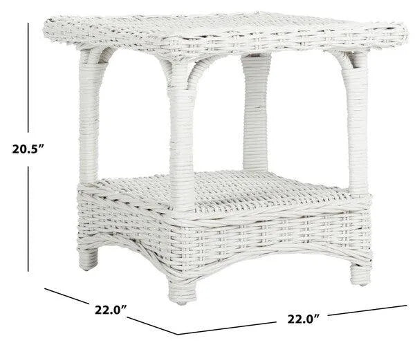 Safavieh Bowen White Wicker Palm Beach Side Table