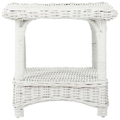 Safavieh Bowen White Wicker Palm Beach Side Table