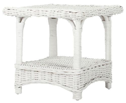 Safavieh Bowen White Wicker Palm Beach Side Table