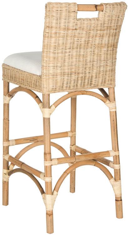 Safavieh Fremont Natural Coastal Chic Rattan Bar Stool