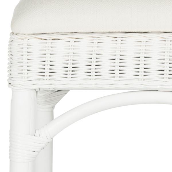 Safavieh Fremont White Coastal Rattan Chic Bar Stool