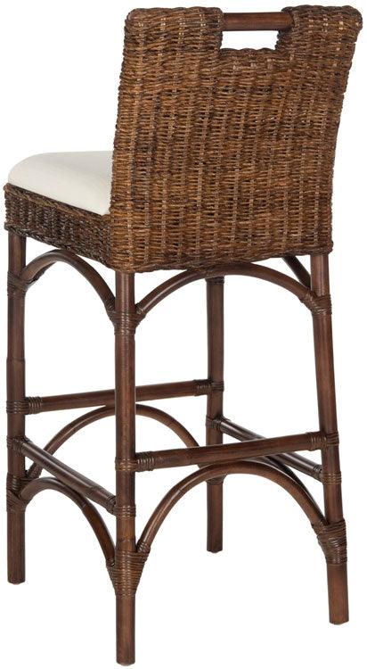 Safavieh Fremont Brown Coastal Chic Rattan Bar Stool