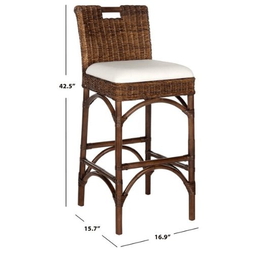 Safavieh Fremont Brown Coastal Chic Rattan Bar Stool