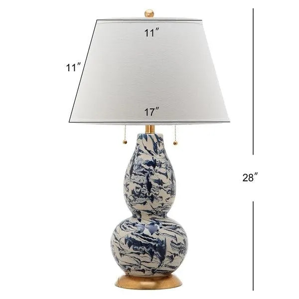 Safavieh Color Swirls Navy/White Marbleized Table Lamp (Set of 2)