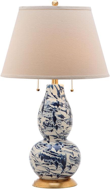 Safavieh Color Swirls Navy/White Marbleized Table Lamp (Set of 2)