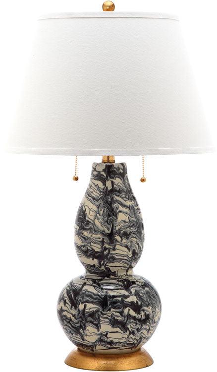 Safavieh Color Swirls Black-White Marbleized Table Lamp (Set of 2)