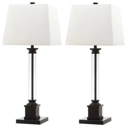 Safavieh Davis English Column Black Iron Table Lamp (Set of 2)