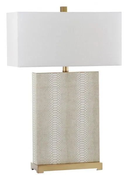 Safavieh Joyce Off-White Faux Leather Table Lamp (Set of 2)