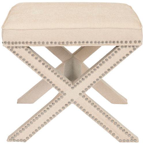 Safavieh Palmer Taupe Linen Classic Ottoman