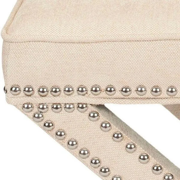 Safavieh Palmer Taupe Linen Classic Ottoman