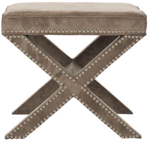 Safavieh Palmer Mushroom Taupe Velvet X Ottoman