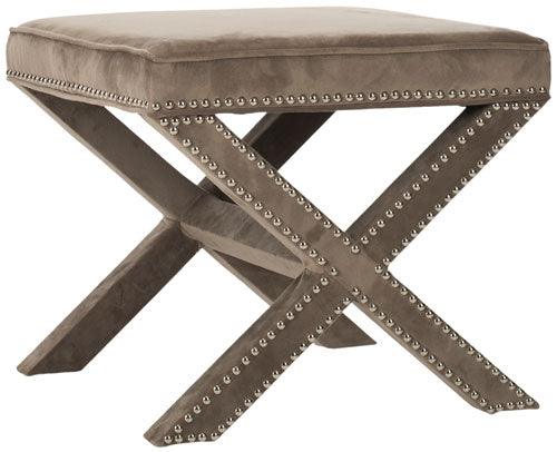 Safavieh Palmer Mushroom Taupe Velvet X Ottoman