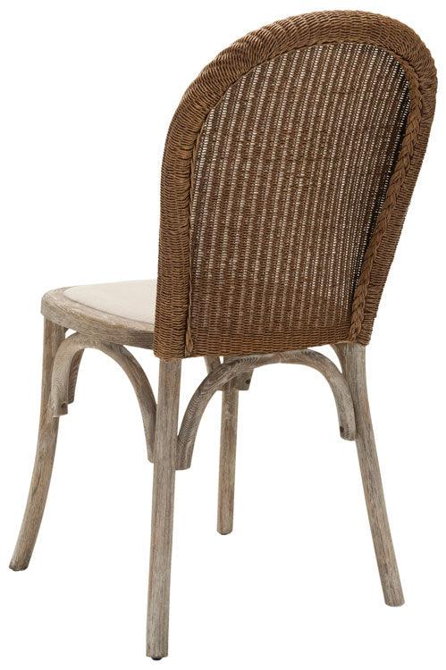 Safavieh Kioni Classic Rattan Side Chair in Taupe Linen (Set of 2)