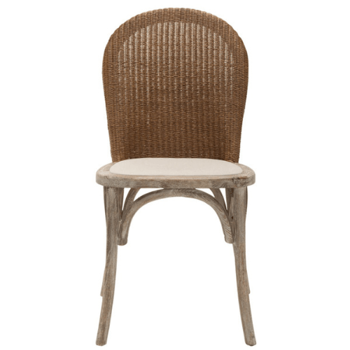 Safavieh Kioni Classic Rattan Side Chair in Taupe Linen (Set of 2)