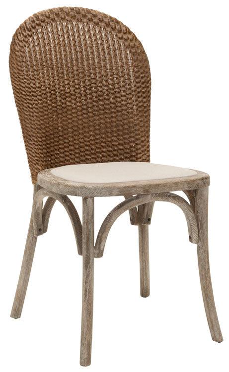 Safavieh Kioni Classic Rattan Side Chair in Taupe Linen (Set of 2)