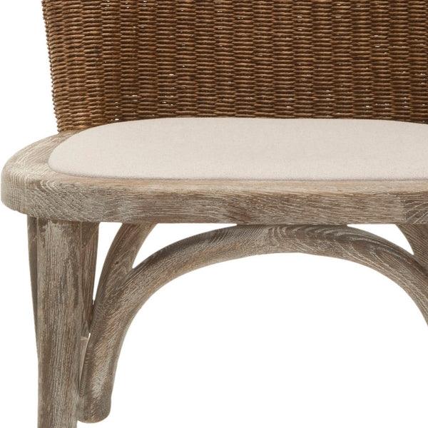 Safavieh Kioni Classic Rattan Side Chair in Taupe Linen (Set of 2)