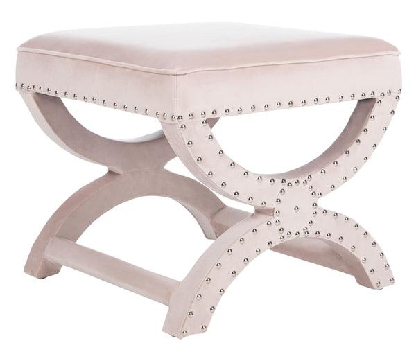 Safavieh Mystic Blush Pink Velvet Ottoman