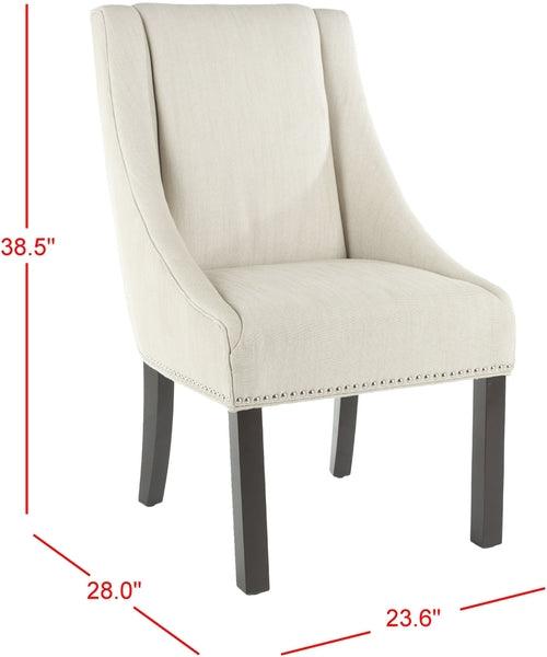 Safavieh Morris Beige Linen Sloping Arm Dining Chair (Set of 2)