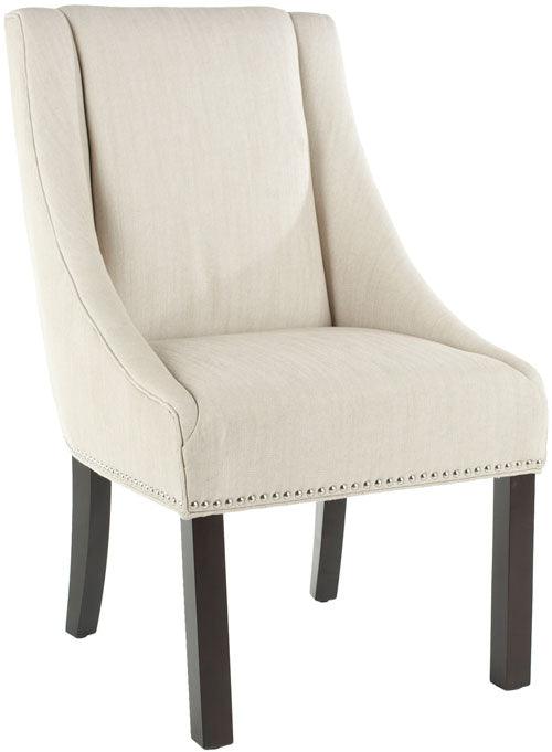 Safavieh Morris Beige Linen Sloping Arm Dining Chair (Set of 2)