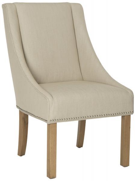 Safavieh Beige Linen Classic Arm Dining Chair (Set of 2)